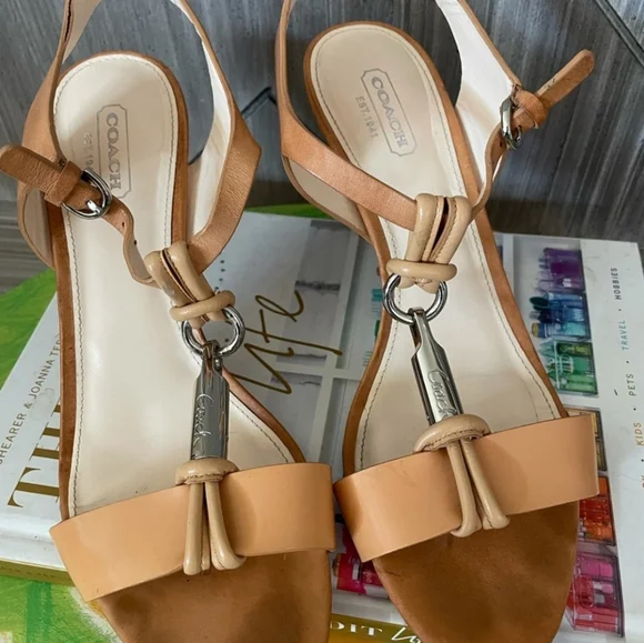 Coach Cream Heeled Sandals - Picture 3 of 4